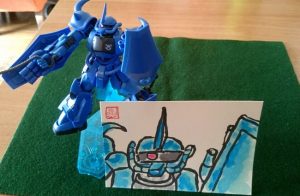 ガンプラのグフと絵手紙