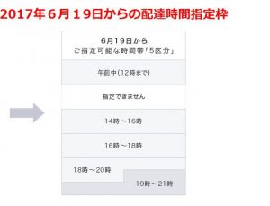 ６月１９日からのクロネコヤマトの配達時間指定